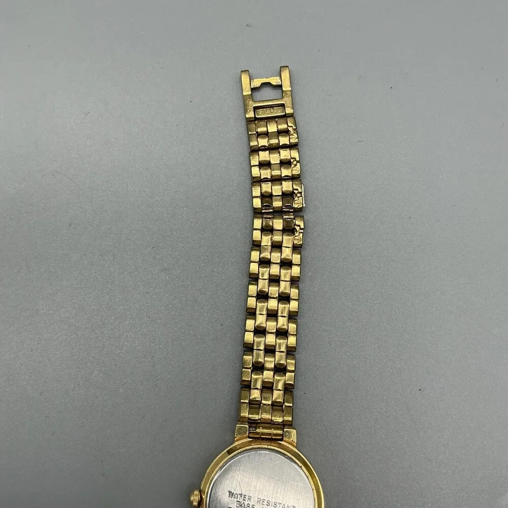 Vintage Seiko Womens Watch 21mm Black Dial Gold Tone 1N00-0D29 New Battery 6.5